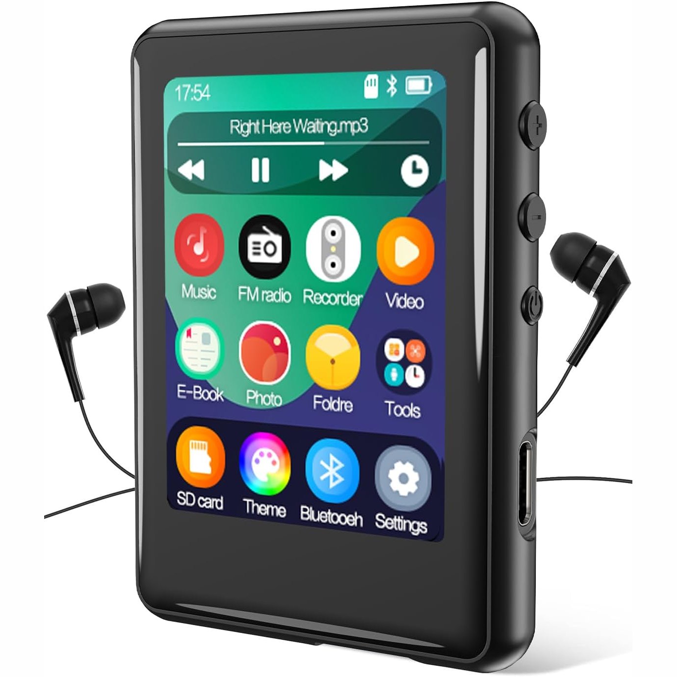 266551 - TOKEMISC MP3 Player me Bluetooth 5.3, Pajisje muzikore portative për fëmijë 16GB me ekran të plotë me prekje dhe altoparlant, radio FM, libër elektronik, vend i integruar për kartë Micro SD