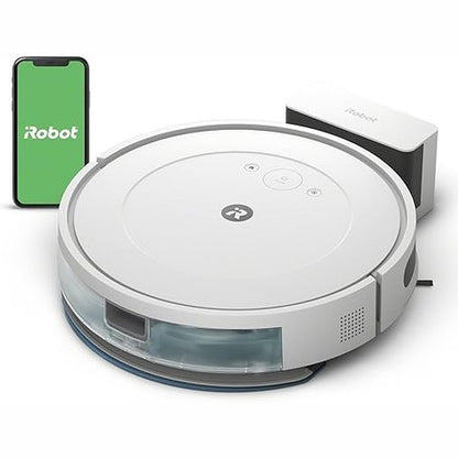94108 - iROBOT Roomba Combo Essential, Robot Fshesë dhe Pastrues Dyshemesh, Sistem Thithje dhe Pastrimi Me 4 Faza, Tre Nivele Thithjeje, Kontrollues Nëpërmjet Aplikacionit, Ngjyra e Bardhë