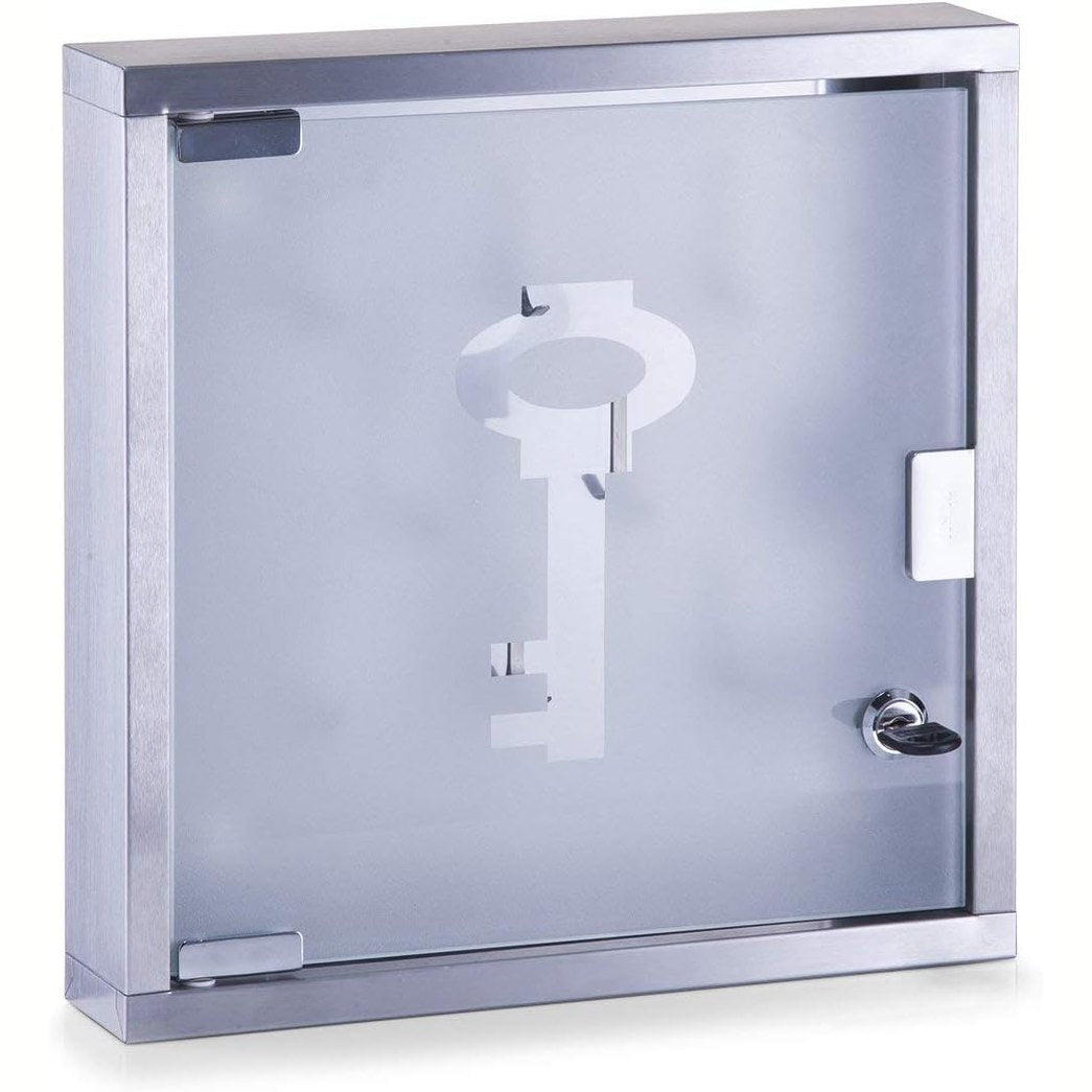 214150 - ZELLER Kuti çelësash, çelik inox/qelq, afërsisht 30 x 30 x 6 cm