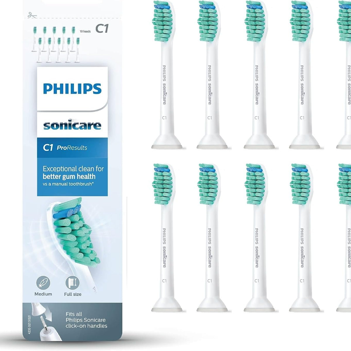 301766 - PHILIPS Koka furçe Sonicare C1 ProResults për furça dhëmbësh elektrike sonike, 10 copë (modeli HX6010/32)