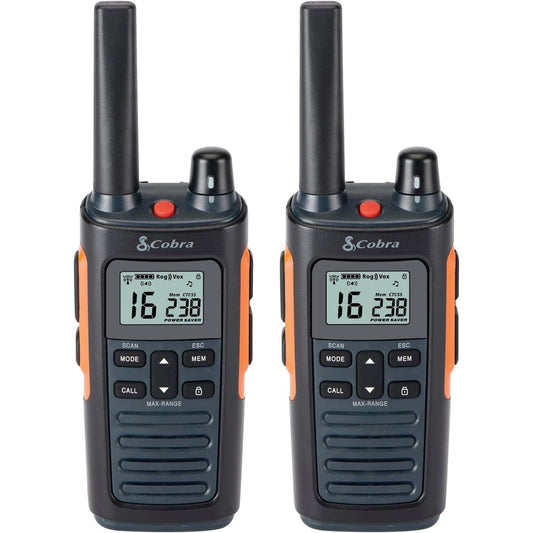 272814 - COBRA Radiotelefonike RX680 (Pako me 2), PMR446, rreze e gjatë veprimi, mbrojtje IP54, ngjyrë e zezë dhe portokalli