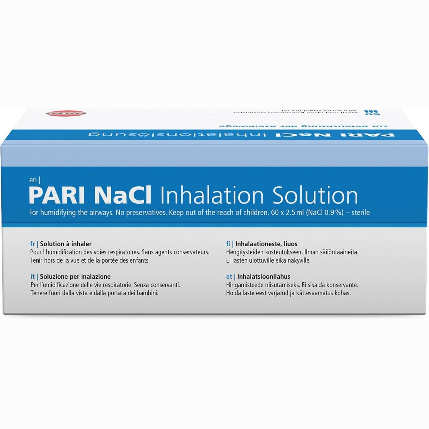 275751 - PARI Tretësirë inhalimi për fëmijë dhe të rritur | 60 ampula me tretësirë inhalimi 2.5 ml NaCl 0.9 | Sterile dhe pa konservues