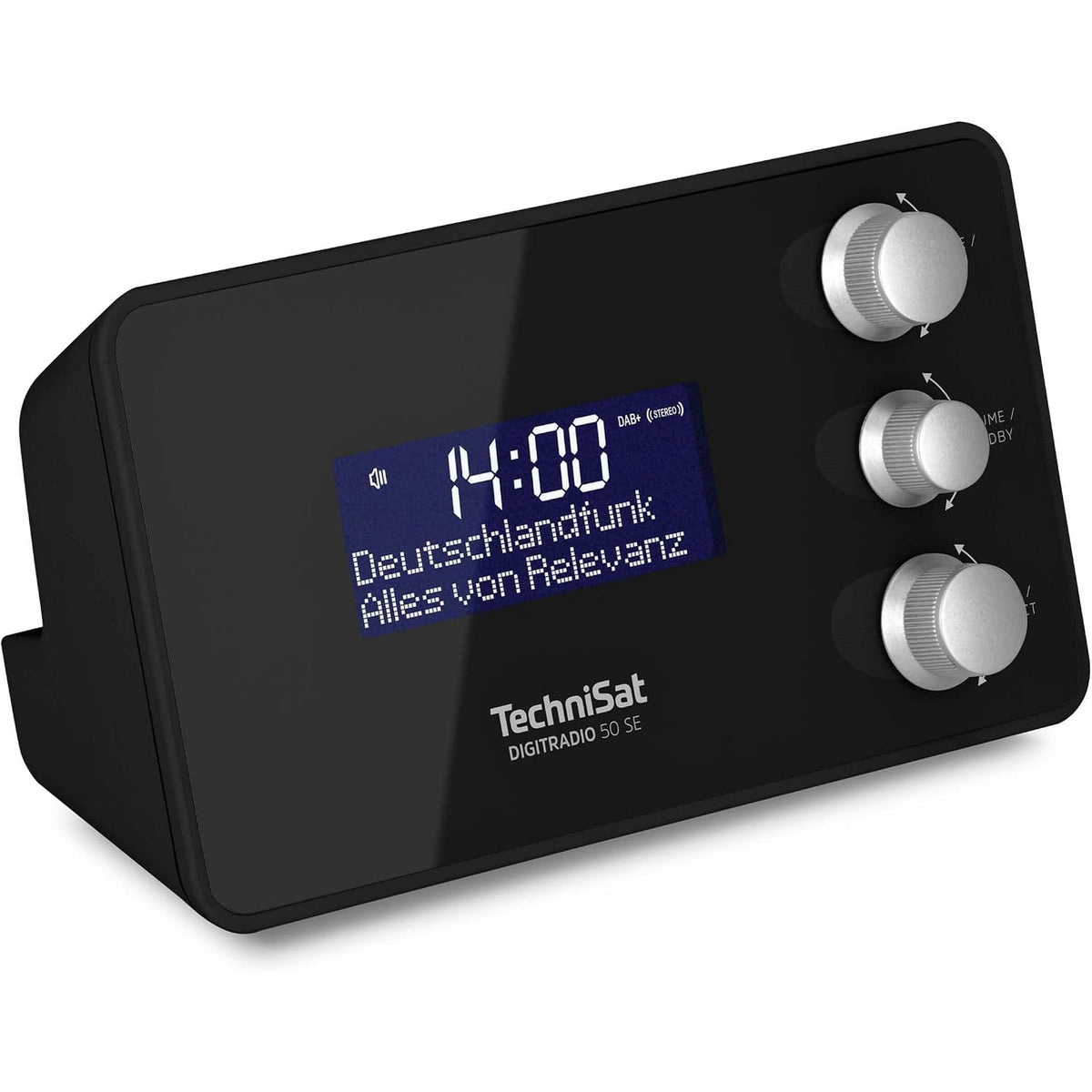 295715 - TECHNISAT DIGITRADIO 50 SE - Orë alarmi me radio (akordues DAB+/FM, ekran i zbehtë, orë alarmi me dy kohë alarmi të rregullueshme, shtyrje, kohëmatës gjumi, 1.5 vat, prizë kufjesh, karikim USB) e zezë
