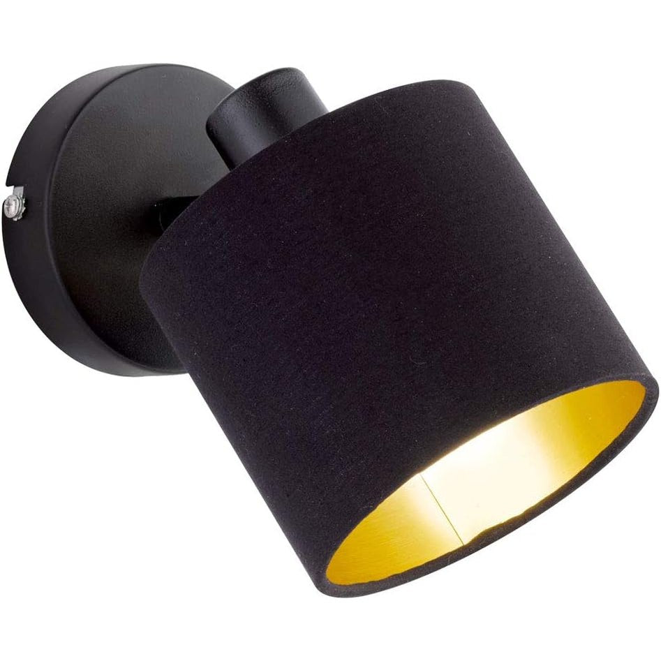 242181 - RL LIVE YOUR LIGHT Reality Lighting Tommy R80331079 Spot Muri, Metal i Zi Mat, Mbulesë Pëlhure e Zezë/e Artë