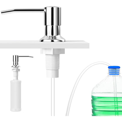 225061 - TRAXENTA Dozator sapuni dhe locioni prej çeliku inox, Pompë lëngu e zhytur, Set i plotë dozatori shkume 500ml, për lavamanin e kuzhinës
