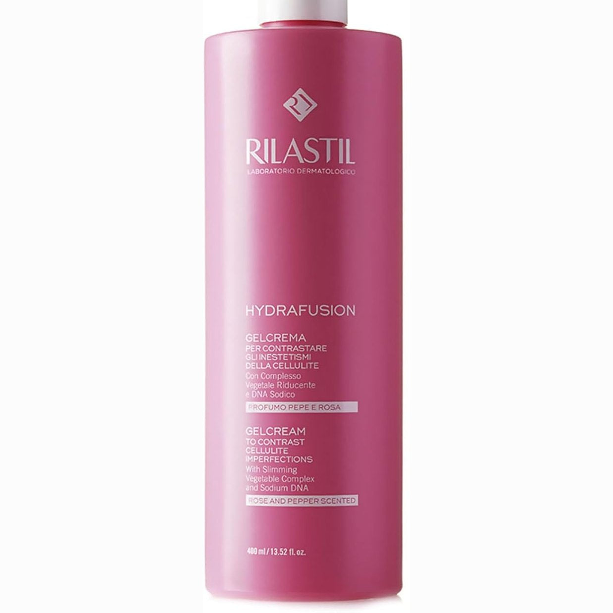 271582 - RILASTIL Krem xhel Hydrafusion, 400 ml, Teksturë e freskët dhe ultra e lehtë, Trajtim celuliti, Aromë piperi dhe trëndafili