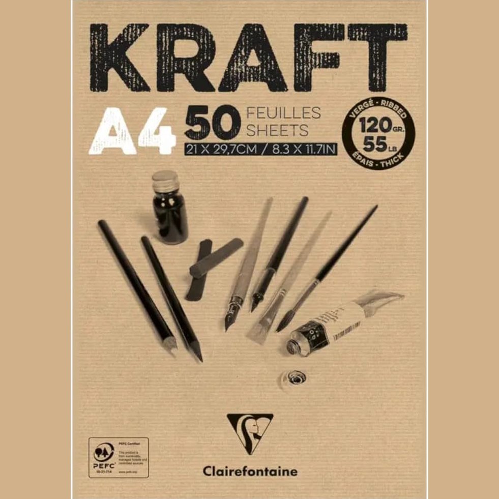 310670 - CLAIREFONTaine 975815C Ngjitës Kraft Laid kafe, 50 fletë, A4, 120 gsm