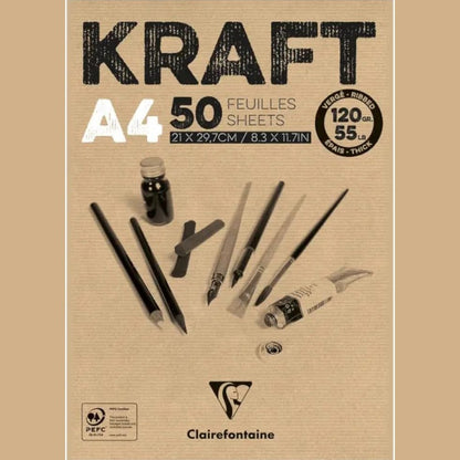 310670 - CLAIREFONTaine 975815C Ngjitës Kraft Laid kafe, 50 fletë, A4, 120 gsm