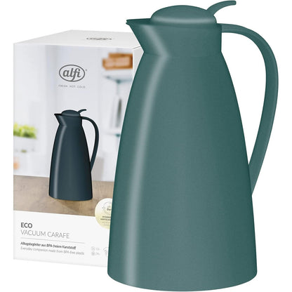 224417 - ALFI ECO 1.0l, karafe e izoluar me futje qelqi të temperuar higjienike prej plastike, kapak me mbyllje rrotulluese, derdhje me një dorë, ideale si kafeteri, pa BPA