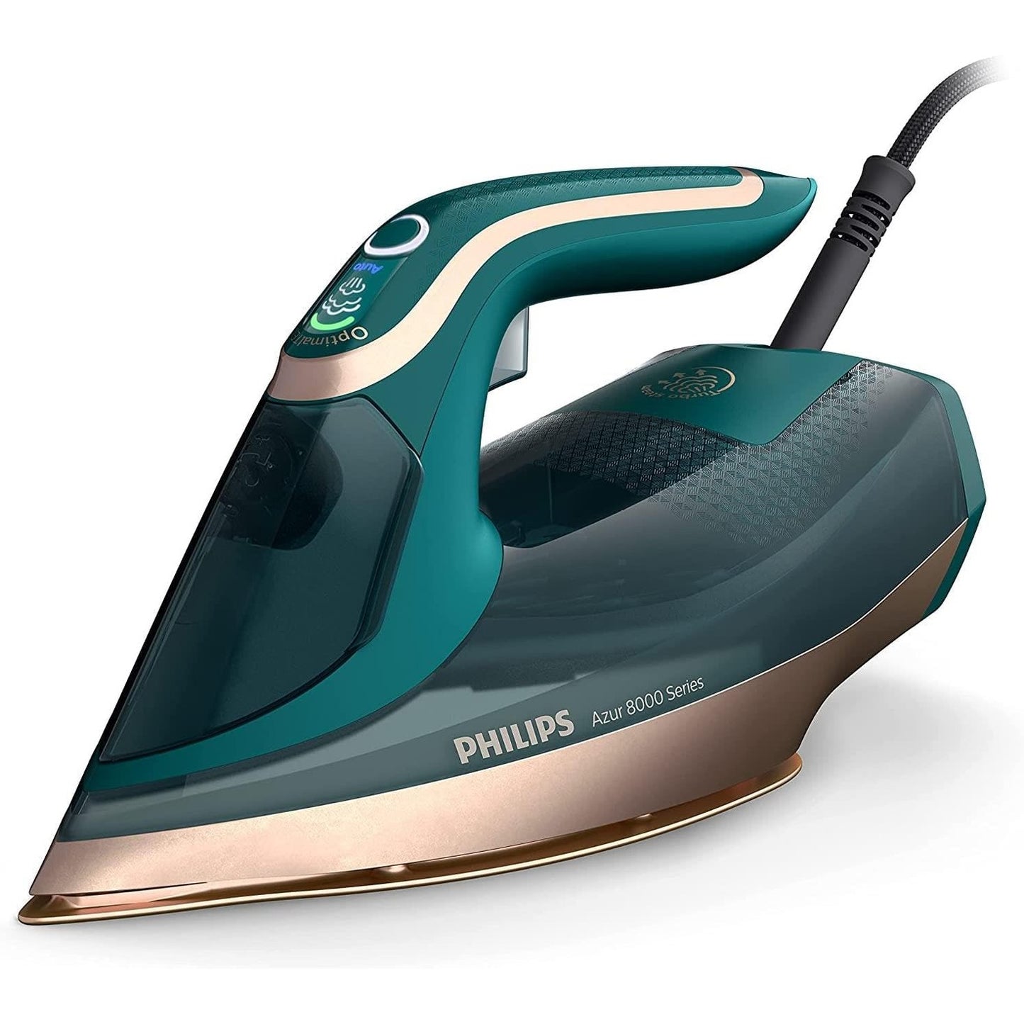 277355 - PHILIPS Hekur me avull Azur Seria 8000, DST8030/70, avull i vazhdueshëm 70 g/min, shpërthim avulli turbo 240 g, fuqi 3000 W, teknologji OptimalTEMP, Opal i Gjelbër