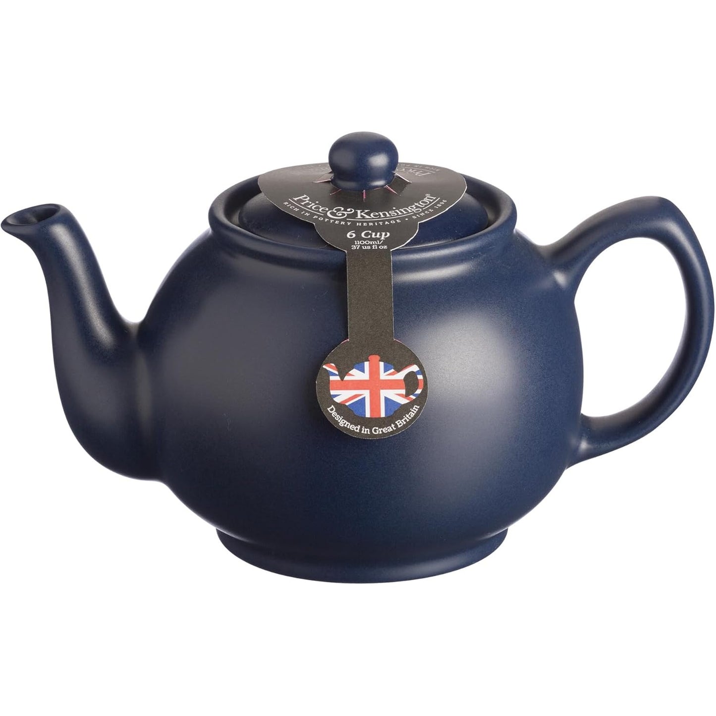 183258 - ÇAJNIKU PRICE & KENSINGTON Anglez me Infuzor për 6 Filxhanë, i Bërë nga Gresi i Cilësisë së Lartë, Blu Mat, i Sigurt për Mikrovalë dhe Lavastovilje