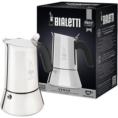 213542 - BIALETTI Makinë kafeje për espresso prej çeliku inox, e përshtatshme për të gjitha sipërfaqet e sobës, 10 gota (460 ml), alumini, argjendi