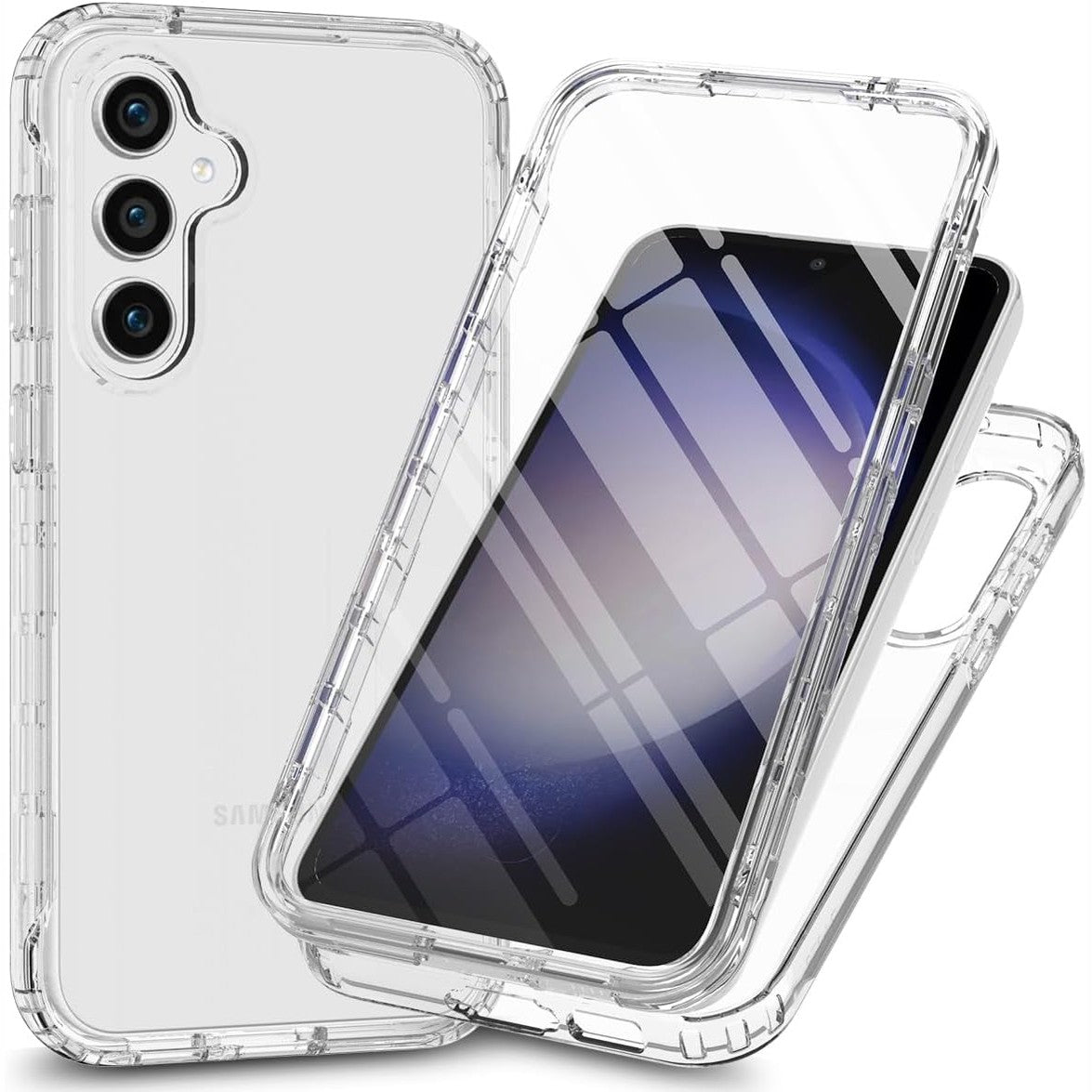 320641 - MBROJTËSE RonRun për Samsung Galaxy A25 5G me mbrojtës ekrani, Mbrojtëse 360° e plotë, transparente prej silikoni rezistente ndaj goditjeve
