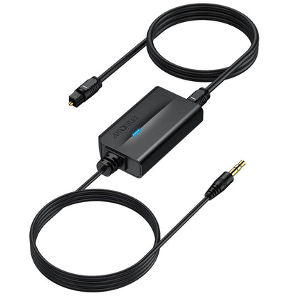 277113 - AUTOUTLET Konvertues DAC dixhital në analog 192kHz, Adaptor audio SPDIF Toslink 3.5 mm me kabllo 1M 3.5 mm dhe kabllo optike, për HDTV, kufje dhe konsola lojërash
