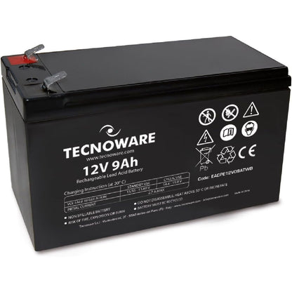310006 - Tecnoware Power Systems Bateri plumbi-acidi e mbyllur 12V 9Ah, për UPS, CCTV dhe sisteme alarmi, Terminal Faston 6.3 mm, Përmasat 15.1 x 9.4 x 6.5 cm