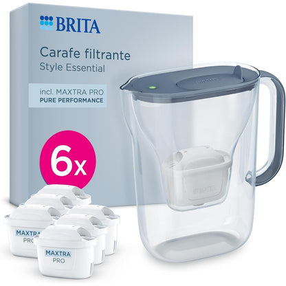 231521 - BRITA Essential Style Blue Enë filtri uji 2.4L me 6 filtra MAXTRA PRO, tregues i dritës inteligjente, zvogëlon papastërtitë dhe metale