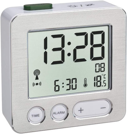 253303 - TFA DOSTMANN Orë Alarm me Radio Dixhitale 60.2545.54, Plastikë e Bardhë/Argjendtë, 66 x 22 x 68 mm