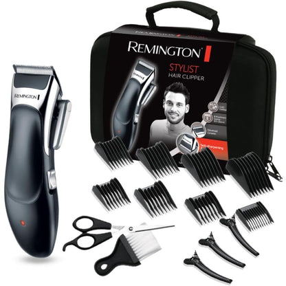 275285 - REMINGTON Prerëse flokësh profesionale, tehë qeramike vetëmprehëse 0.5-25 mm, Set me 8 krehëra, funksionim me rrjet/bateri, litium, HC363C