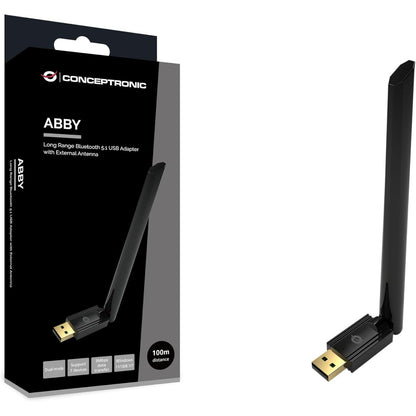 299581 - CONCEPTRONIC Adaptor USB Bluetooth 5.1 ABBY07B, me rreze të gjatë veprimi, antenë e jashtme