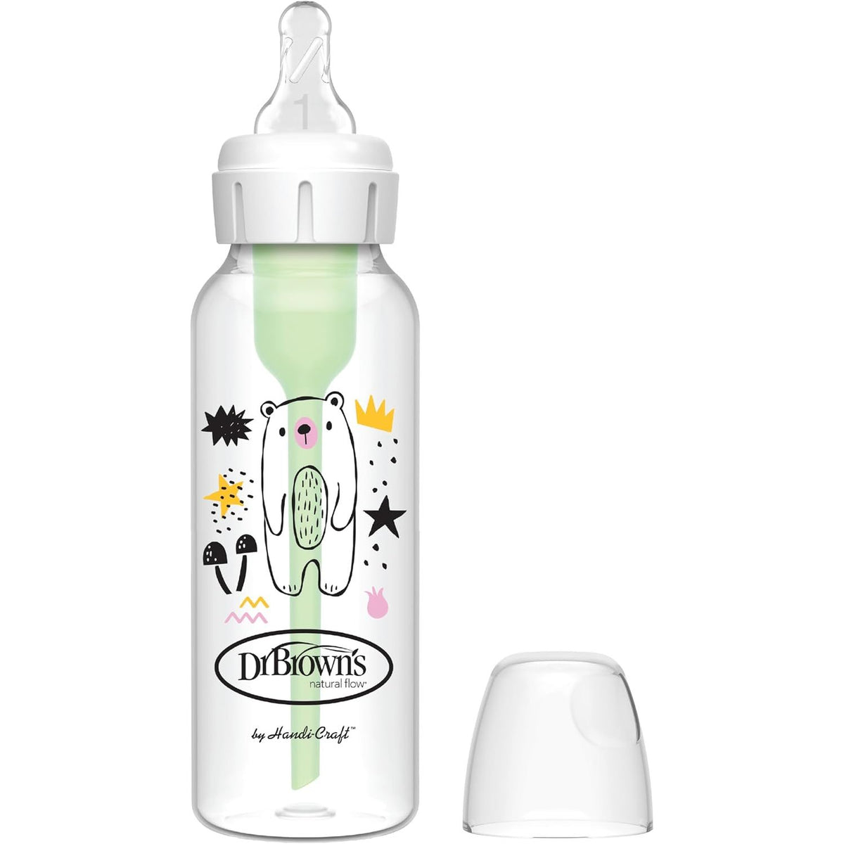 301108 - Dr. BROWN'S Shishe Options+ Anti-Kolik me Qafë të Ngushtë 250ml, sistem ventilimi i patentuar, përfshin thithën me rrjedhje të ngadaltë +0 muaj