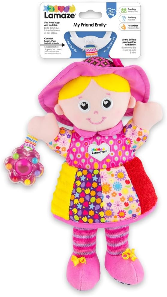 218871 - LAMAZE My Friend Emily, Lodër për fëmijë të porsalindur me kapëse për karrocë, Lodër shqisore për djem dhe vajza nga 0 deri në 6 muaj