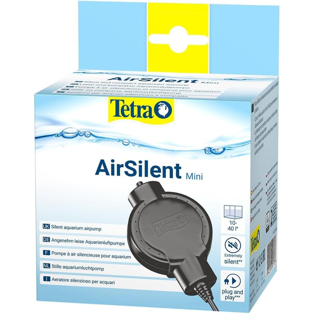 218295 - TETRA Hidraulike AirSilent Mini, pompë ajri për akuarium, komplet me gur ajri, për akuariume 10-40 litra, e zezë