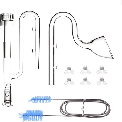 255675 - FZONE Set tubash për akuarium – prej qelqi për zambakë uji, hyrje dhe dalje për skimmer, për tuba filtri akuariumi 12/16 mm (1/2" ID)