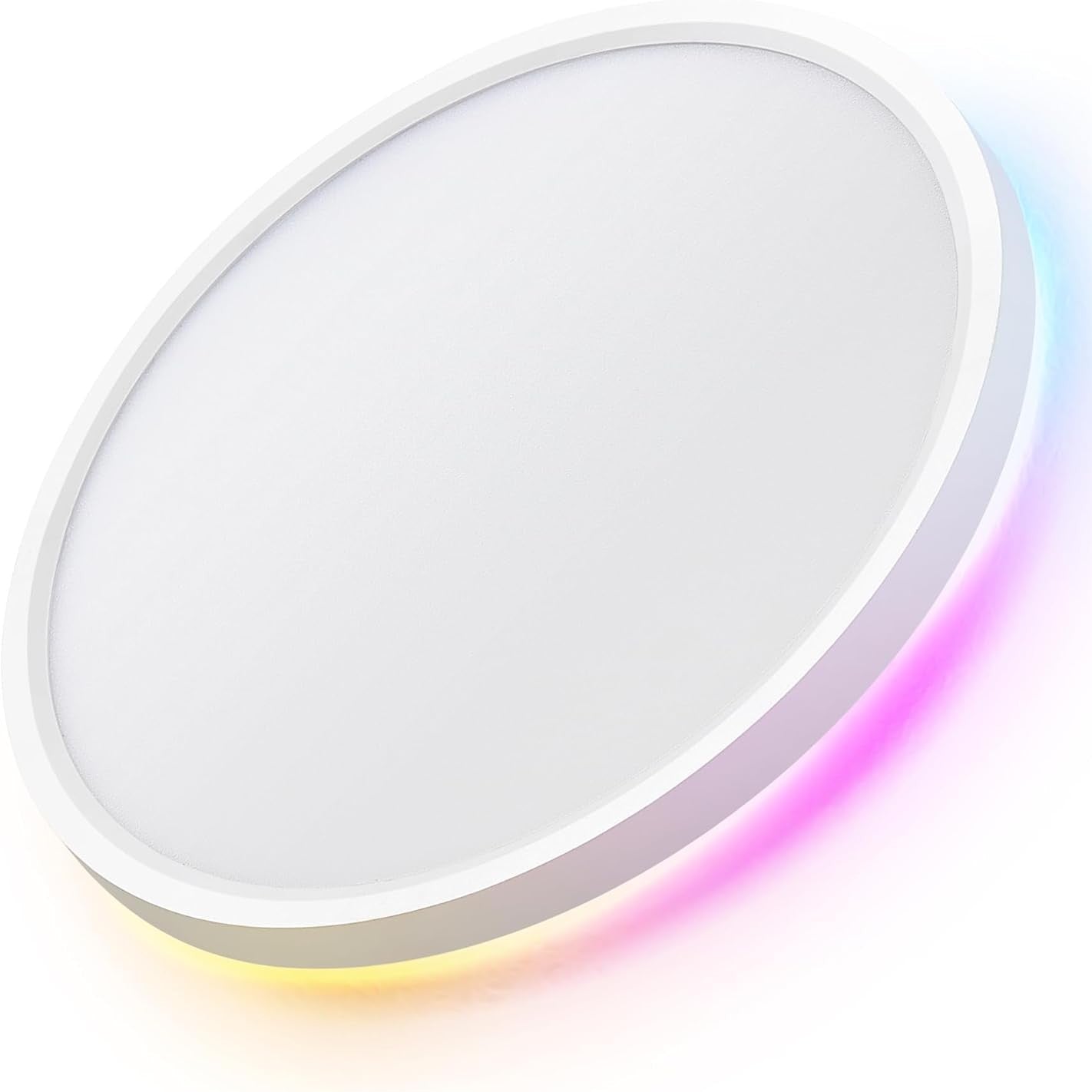 187407 - LUMINEXDESIGNS Llambë Tavani Inteligjente LED me Errësim 24W, Kontroll WiFi dhe Telekomandë, Ndriçim Prapa RGB, Përkrah Alexa dhe Google Assistant, Ultra e Hollë, Për Dhomën e Ndenjes dhe Dhomën e Gjumit