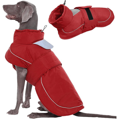 196285 - KUOSER Xhaketë Dimërore e Ngrohtë dhe e Papërshkueshme nga Uji për Qen, Me Kordon Mbajtës në Qafë, Reflektuese dhe e Rehatshme, E Kuqe 3XL