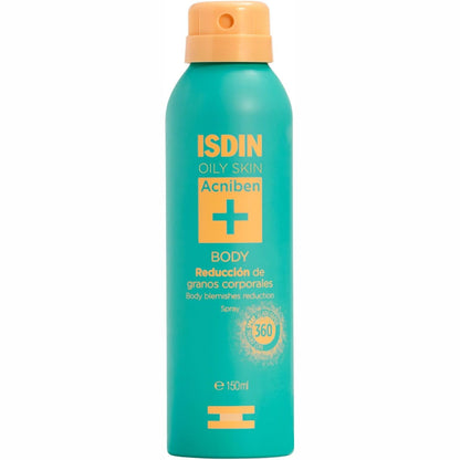 271910 - ISDIN Sprej Trupi Acniben, 150 ml, Sprej Trupi me Tharje të Shpejtë për Puçrra, I Rekomanduar për Lëkurë të Vajosur dhe të Prirur ndaj Akneve