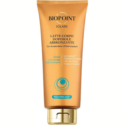 321653 - Biopoint Solaire Qumësht trupi pas diellit sublimues me përshpejtues të nxirjes, veprim qetësues dhe hidratues, jep një lëkurë të artë dhe të shndritshme që zgjat, 400 ml