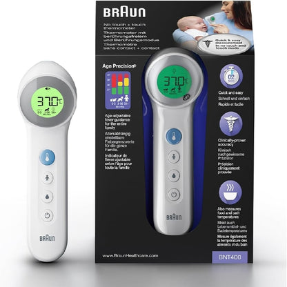 301868 - BRAUN Termometër Healthcare BNT400EE pa prekje + me prekje | Saktësi moshe