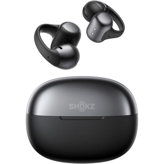 272645 - SHOKZ OPEN DOTS ONE, Kufje me vesh të hapur, Audio Premium Dolby, Kufje me mikrofon me kapëse, Bluetooth 5.4, Karikim i shpejtë, 40 orë kohë luajtjeje, IP54, Pesha 6.5g, me leckë pastrimi, të zeza