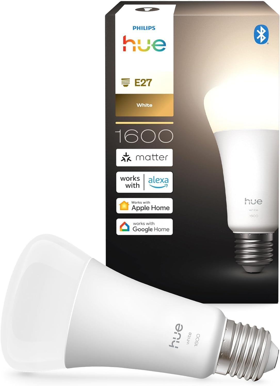 256192 - PHILIPS HUE - Llambë Smart LED A67, dritë e bardhë e ngrohtë 2700 K, prizë E27, 13.5 W, 1600 lumen, e zbehtë, funksionon me Alexa, Google Assistant dhe Apple Home, pako me 1