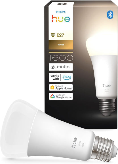 256192 - PHILIPS HUE - Llambë Smart LED A67, dritë e bardhë e ngrohtë 2700 K, prizë E27, 13.5 W, 1600 lumen, e zbehtë, funksionon me Alexa, Google Assistant dhe Apple Home, pako me 1