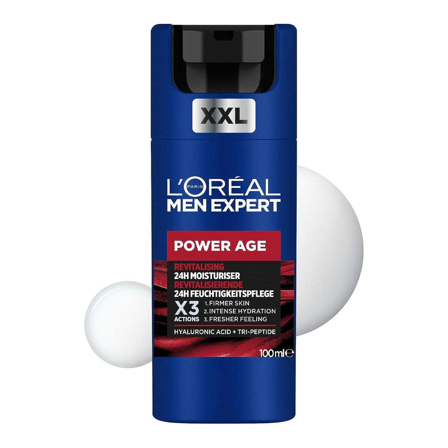 317117 - L'ORÉAL MEN EXPERT Kujdes për fytyrën rigjallërues dhe kundër plakjes për burra - Me acid hialuronik - Për të gjitha llojet e lëkurës - Power Age - Madhësia XXL - 100 ml