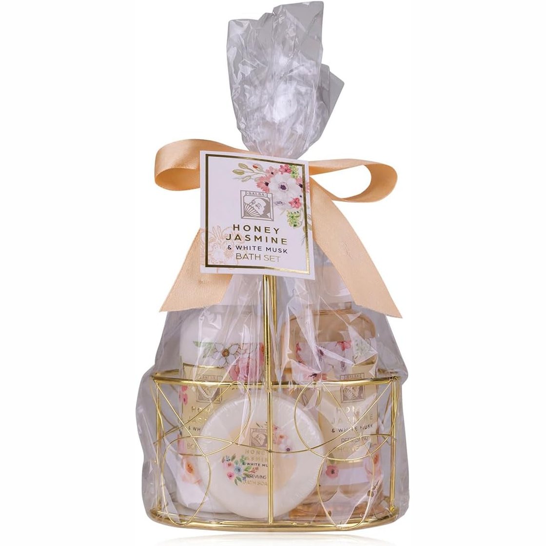 300951 - ACCENTRA – Set Dhurate për Dush për Gra HONEY JASMINE, 3 pjesë: xhel dushi 200 ml, locion trupi 200 ml, sapun 100 g, në shportë teli