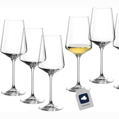 222039 - LEONARDO HOME Gota Riesling PUCCINI (Set me 6 copë) • Gota vere rezistente ndaj gërvishtjeve (400 ml) • Mund të lahet në lavastovilje dhe është e qëndrueshme • Gota të përjetshme për verë të bardhë • Dizajn modern • Gotë Riesling Puccini • 069540