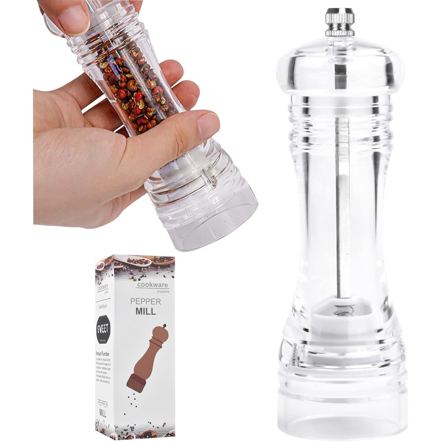 216580 - MULLI PIPERI AKRILIK DOKENO, MULLI KRIPE AKRILIK, DIMENSIONI: 16.7cm, PËR KUZHINË, RESTORANT, PIKNIK