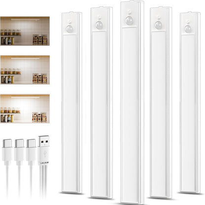 222535 - DAPHOMEU Dritë LED e Rikarikueshme nën Dollap për Kuzhinë, 1500mAh me Sensor Lëvizjeje, Ndriçim 30cm, Ngjyrë e Bardhë të Ftohtë
