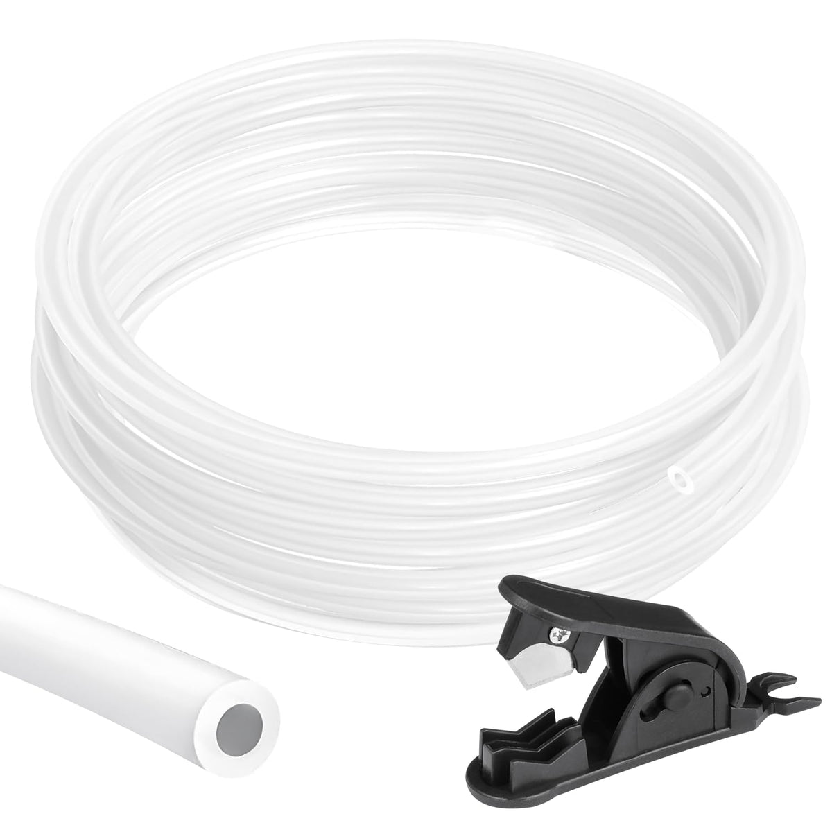 310577 - KOVSGQ Tub PTFE për Filament 1.75 mm për Printerë 3D, Tub PTFE i veshur me Teflon, 10 m, Diametër Intensiteti 2.5 mm x Diametri i Jashtëm 4 mm, me Prerës, për Bambu Lab A1/A1 Mini/P1P/P1S/X1C, për Creality K1/K1 Max/Ender 3 V3 (Transparent)