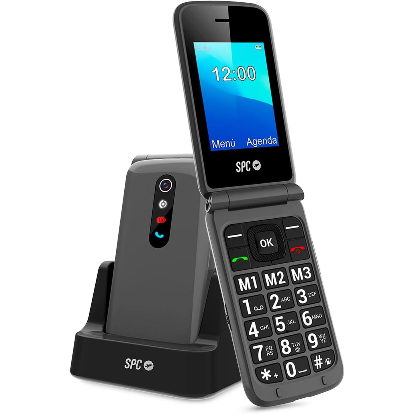 292892 - SPC STELLA 2 - Telefon celular me palosje për të moshuarit, butona të mëdhenj, i lehtë për t’u përdorur, zile inteligjente, njoftime inteligjente, konfigurim në distancë, buton SOS, USB-C, 3 vende për ruajtje direkte