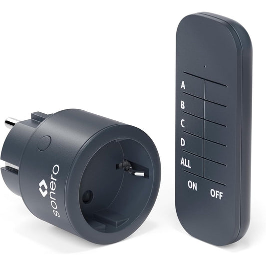 165058 - SONERO® Set Prizash Radioje 2300 Vat - 1 Telekomandë, 1 Prizë për Përdorim të Brendshëm, Rreze Veprimi 30m, Ngjyra Antracit