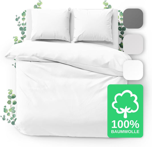 217256 - JACOBSON Set çarçafësh 200x220 cm, 100% pambuk, 2 Mbulesa jastëkësh 80x80 cm, i bardhë