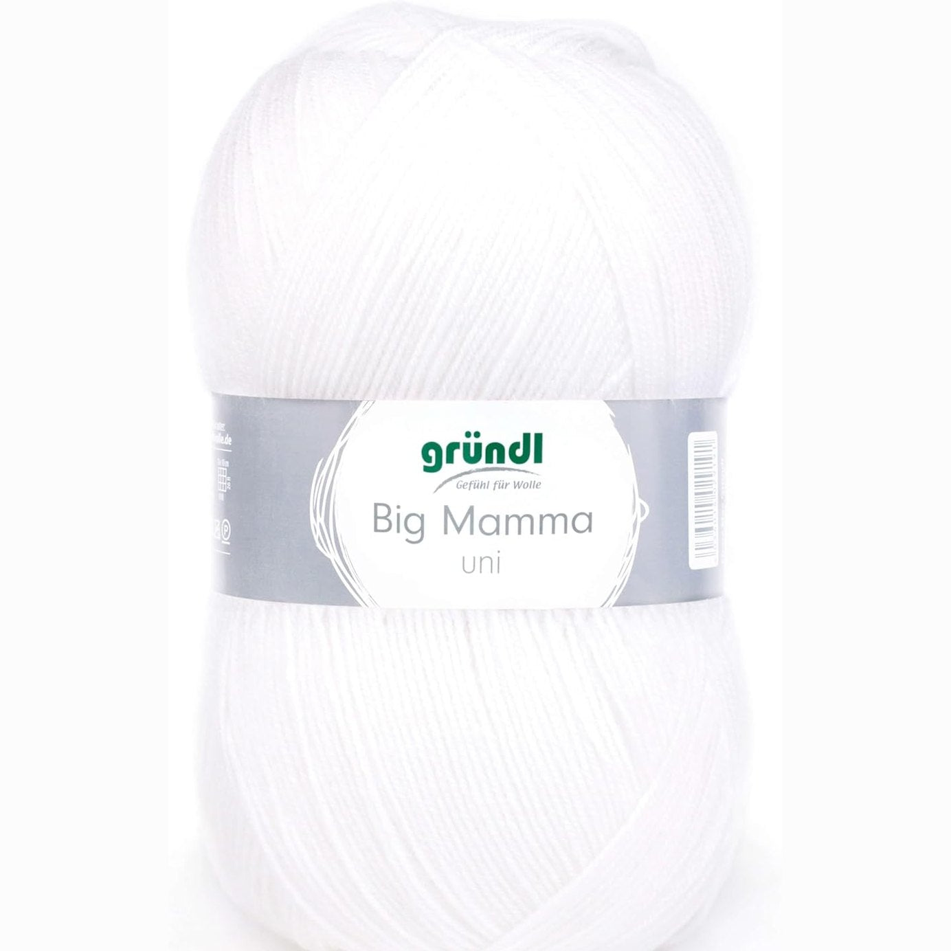248249 - GRÜNDL Big Mamma uni lesh - Fill thurjeje XXL - 100% poliakrilik - 1 top 400 g / 1040 m - Madhësia e gjilpërës 3.5-4.5 - e bardhë