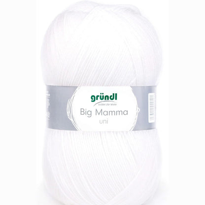 248249 - GRÜNDL Big Mamma uni lesh - Fill thurjeje XXL - 100% poliakrilik - 1 top 400 g / 1040 m - Madhësia e gjilpërës 3.5-4.5 - e bardhë