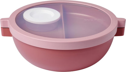 218731 - MEPAL Bento Bowl Vita Kuti Dreke me Ndarje 1500 ml - Ngjyrë Maja e Gjallë - Kapak dhe Tabaka Shtesë për Salcë
