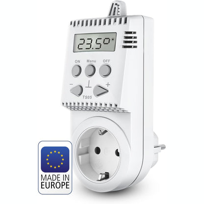 214267 - ELEKTROBOCK Termostat me prizë, ngrohës elektrik, diapazon i rregullueshëm temperature me mbrojtje nga ngrica