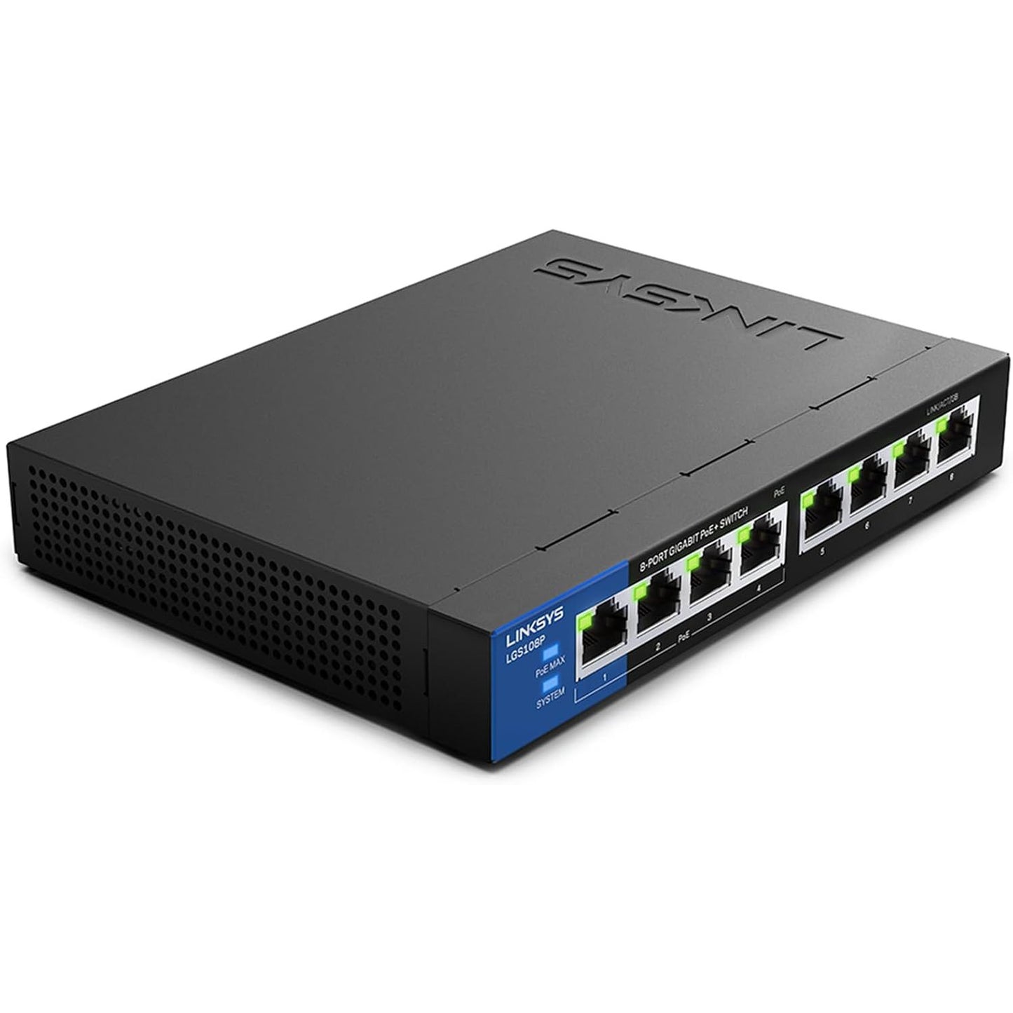 274016 - LINKSYS Ndërprerës PoE i pamenaxhuar Gigabit me 8 porta (4 PoE+), Lgs108P-Eu, deri në 1000 Mbps, për biznes, shtëpi, zyrë, mbikëqyrje IP