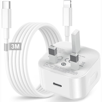 295386 - KARIKUES - Karikues i shpejtë 20W për iPhone, kabllo 3M USB C në Lightning për iPhone 14/13/12/11 Pro Max Mini/X/XS/XR/SE/8 Plus